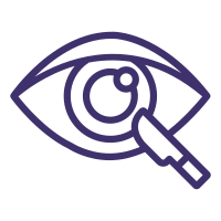 icono simbolico de ojo con instrumento quirurgico indicando intervencion oftalmologica