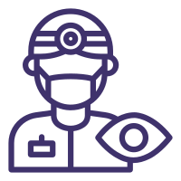 icono de un doctor con cubrebocas y simbolo de ojo representando atencion oftalmologica