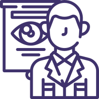  icono de optometrista junto a grafica ocular simbolizando consulta visual