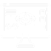 Icono blanco que representa visualmente un ojo afectado por cataratas, parte del sistema gráfico de Ocumed.
