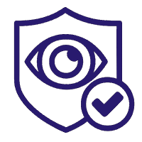 Icono de ojo dentro de escudo con marca de validacion para servicios de cataratas en Ocumed Queretaro