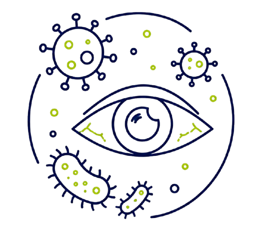 icono ojo con posibles infecciones